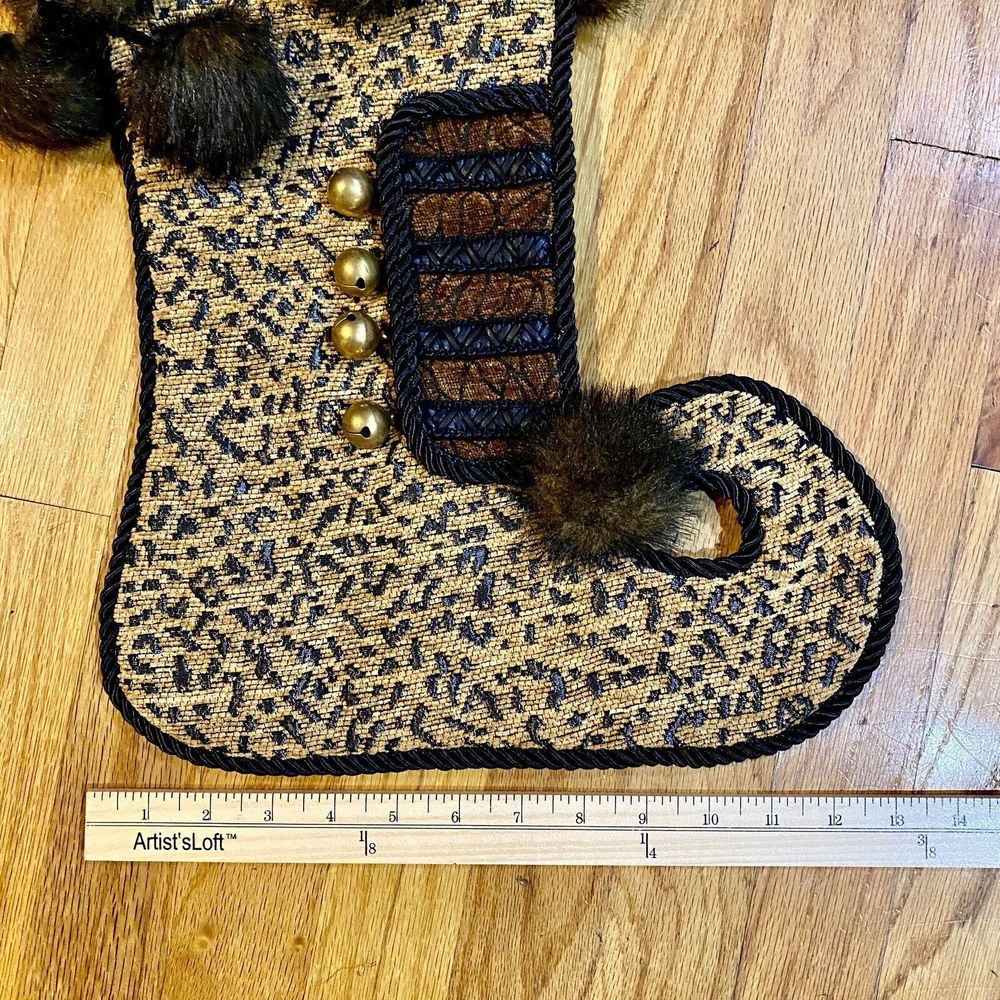 Donna Salyer’s Fabulous Furs Faux Christmas Stocking Lynx Leopard Animal Print - Picture 3 of 7